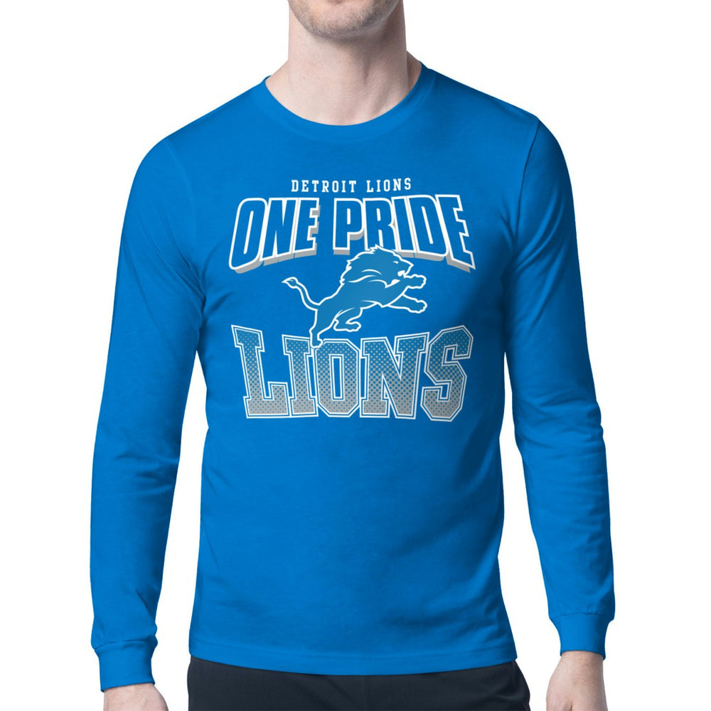 Detroit Lions Starter Comic Style Slogan Long Sleeve T-Shirt Blue | NFL