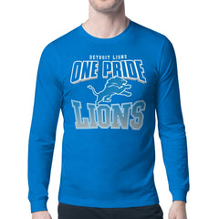 Detroit Lions Starter Comic Style Slogan Long Sleeve T-Shirt Blue | NFL