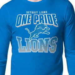 Detroit Lions Starter Comic Style Slogan Long Sleeve T-Shirt Blue | NFL