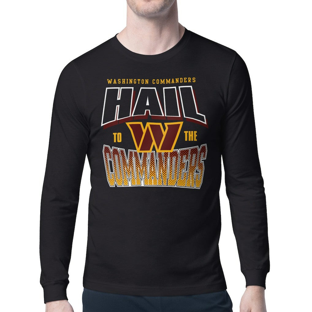 Washington Commanders Starter Comic Style Slogan Long Sleeve T-Shirt Black | NFL