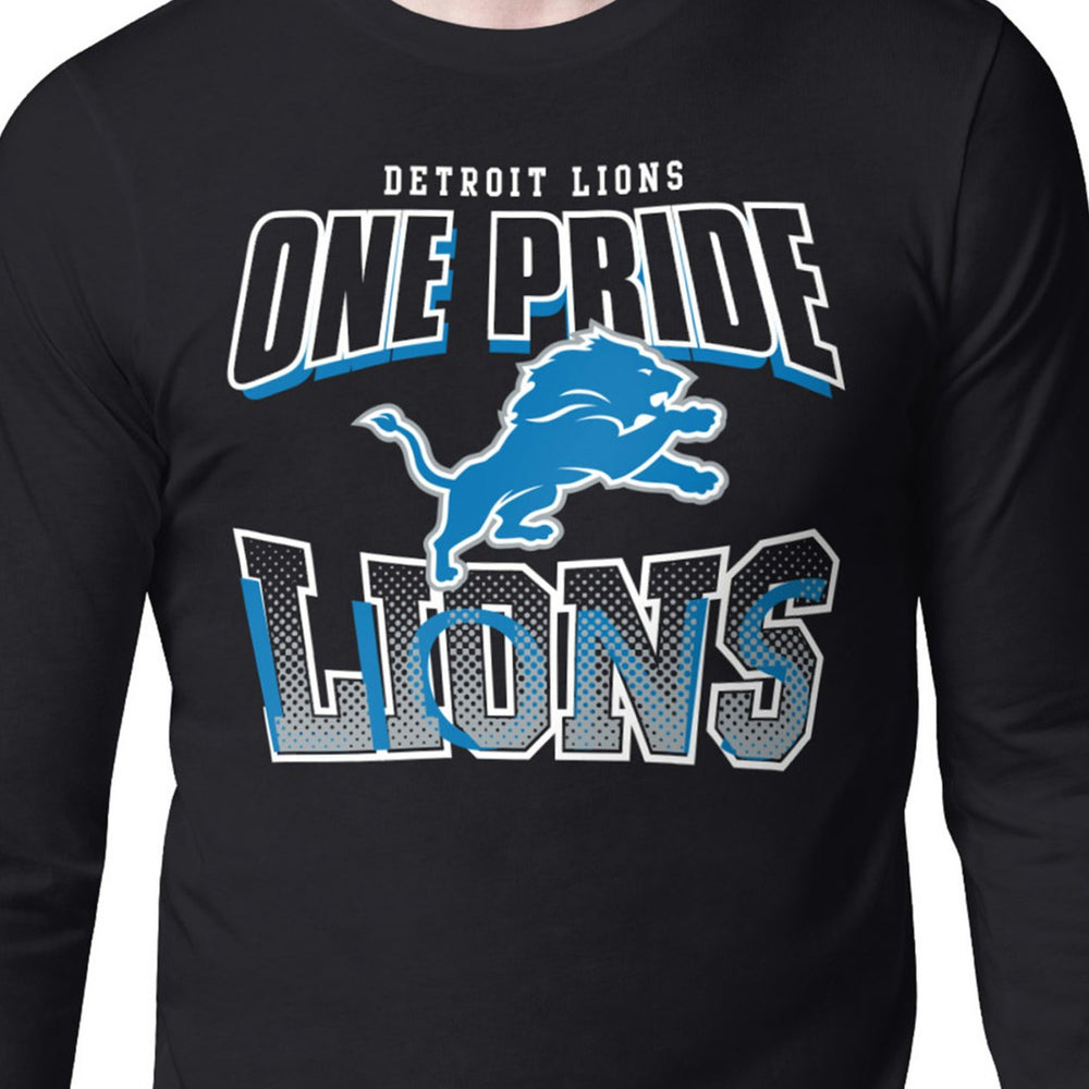 Detroit Lions Starter Comic Style Slogan Long Sleeve T-Shirt Black | NFL