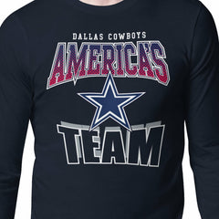 Dallas Cowboys Starter Comic Style Slogan Long Sleeve T-Shirt Navy | NFL