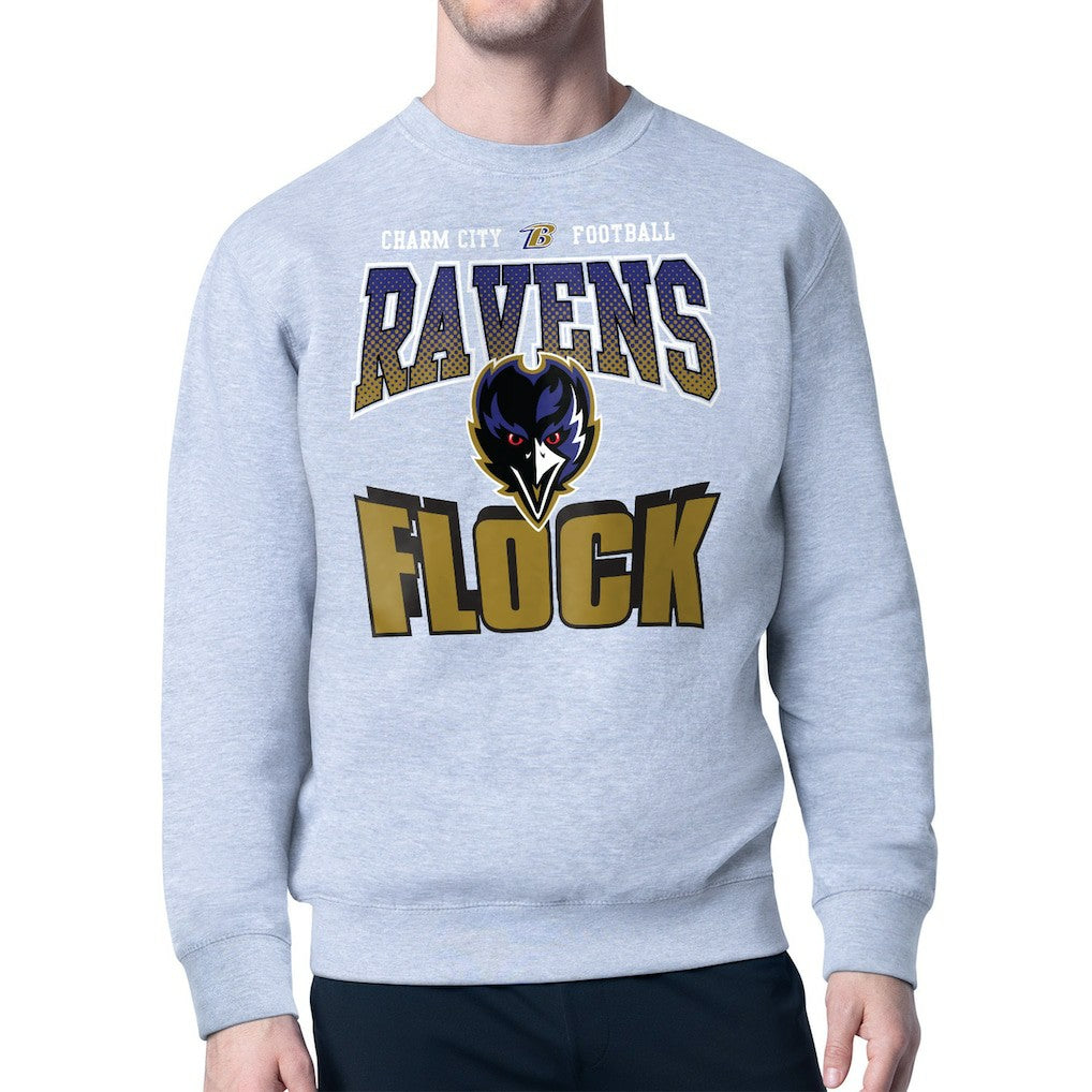 Baltimore Ravens Starter Comic Style Sweatshirt Gray | NFL