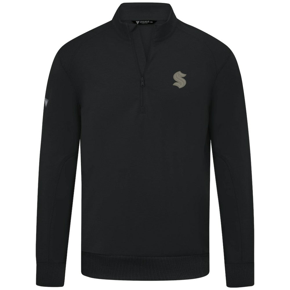 Seattle Kraken Levelwear Copper Upright Quarter-Zip Pullover - Black - NHL