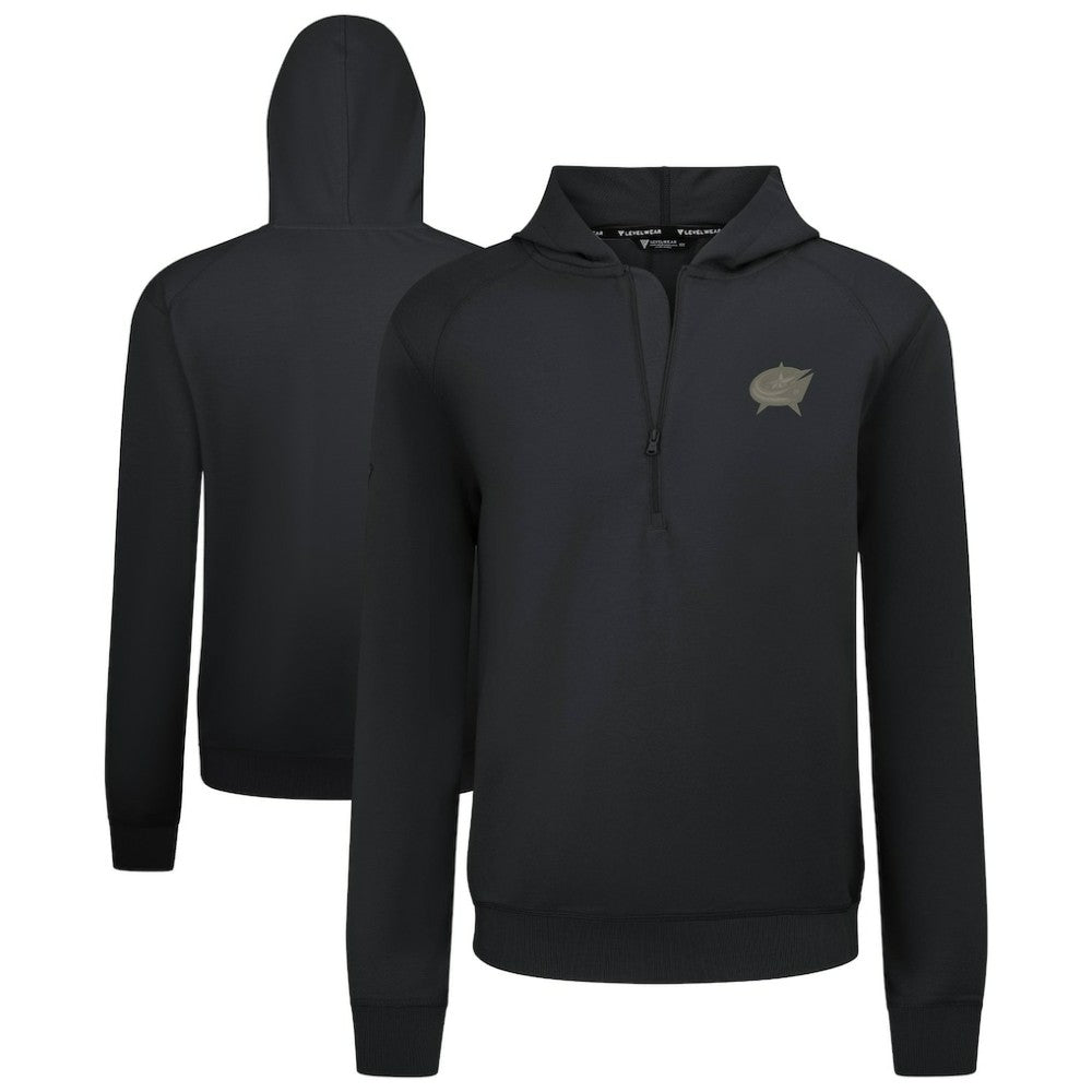 Columbus Blue Jackets Levelwear Technic Quarter-Zip Pullover Hoodie - Black - NHL