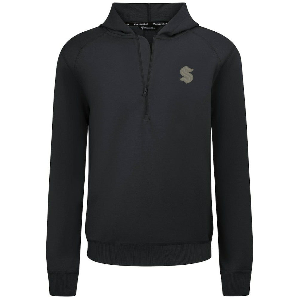 Seattle Kraken Levelwear Technic Quarter-Zip Pullover Hoodie - Black - NHL