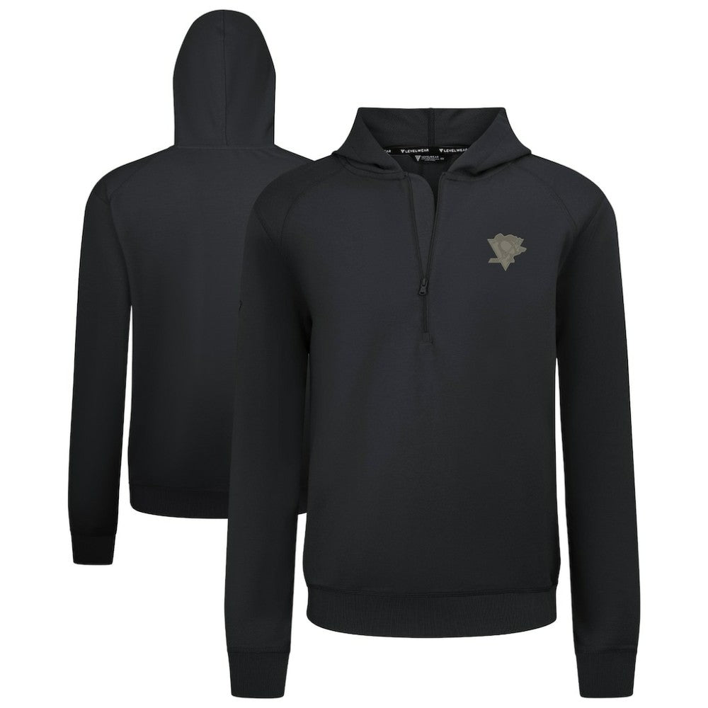 Pittsburgh Penguins Levelwear Technic Quarter-Zip Pullover Hoodie - Black - NHL