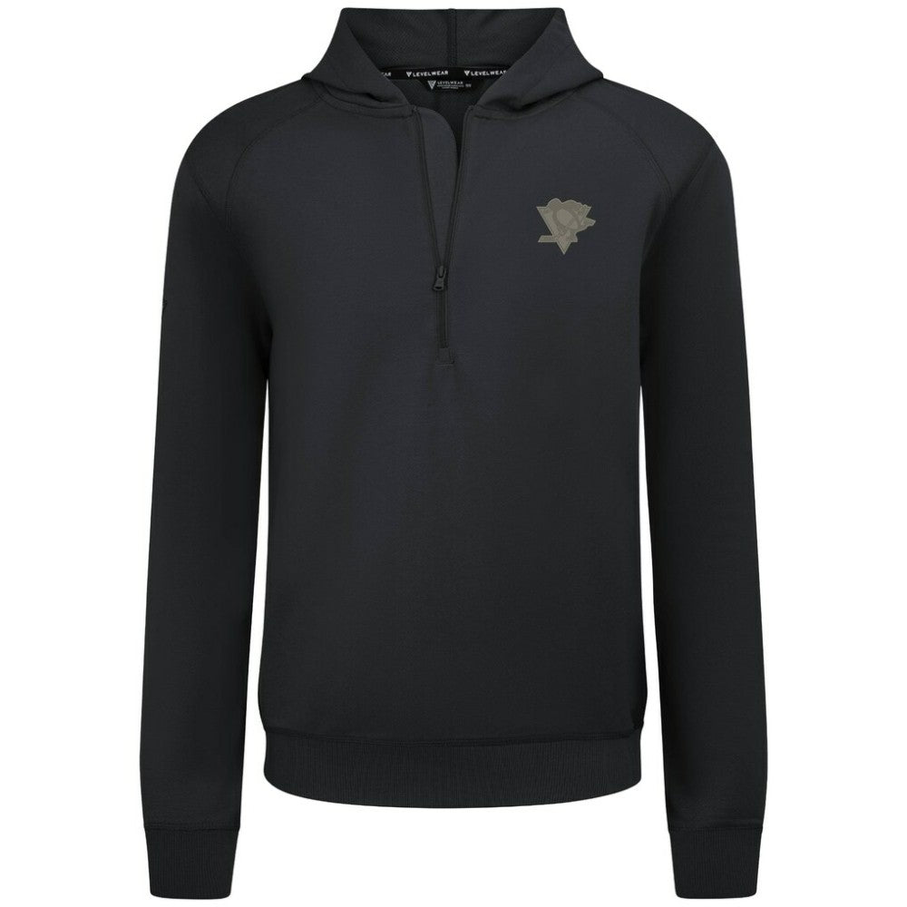 Pittsburgh Penguins Levelwear Technic Quarter-Zip Pullover Hoodie - Black - NHL