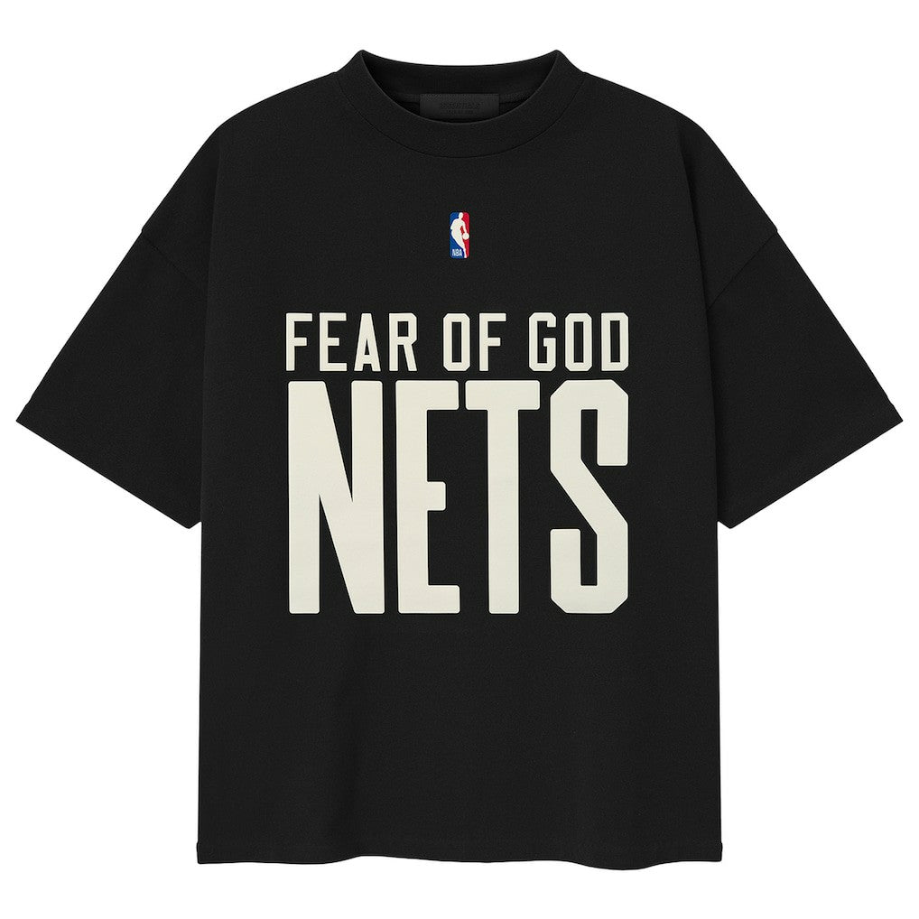 Brooklyn Nets Fear of God x NBA Classic Fit T-Shirt Black - NBA