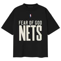 Brooklyn Nets Fear of God x NBA Classic Fit T-Shirt Black - NBA