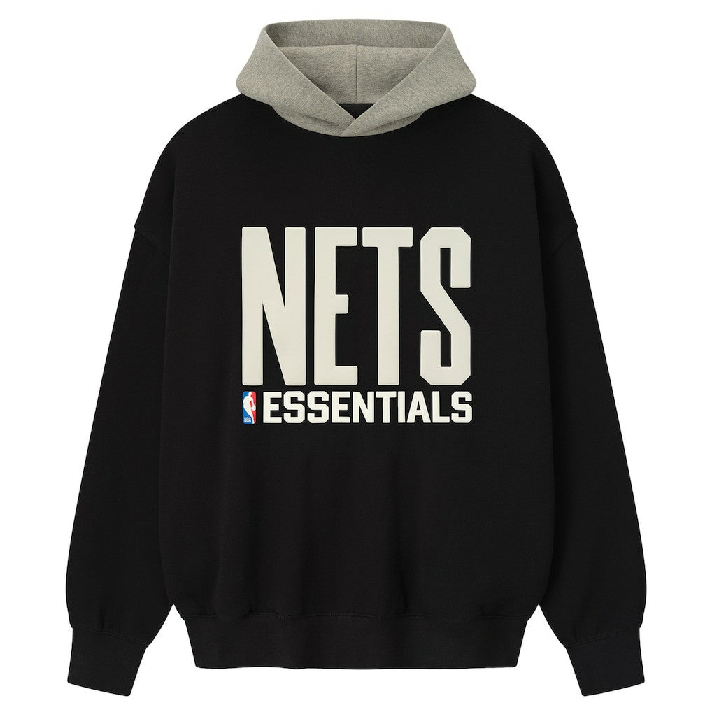 Brooklyn Nets Fear of God x NBA Macao Sport Fit Hoodie Black/Heather Gray - NBA