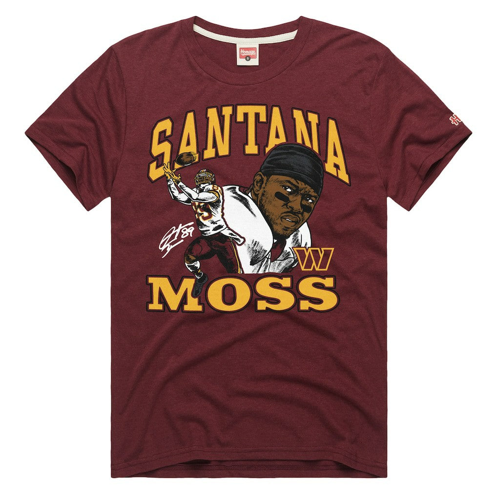 Santana Moss Washington Commanders Homage Unisex Retired Player Classic Caricature T-Shirt Burgundy | NFL