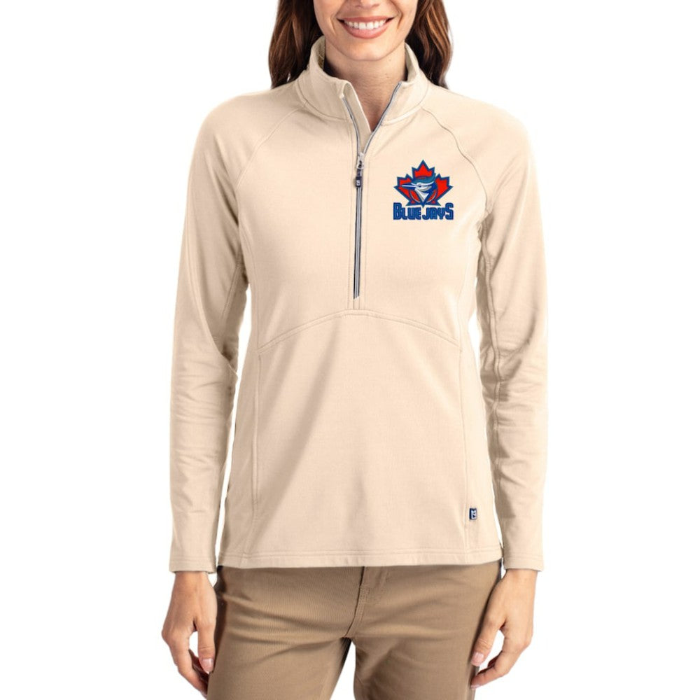 Toronto Blue Jays Cutter & Buck Women's Cooperstown Collection Adapt Eco Knit Stretch Half-Zip Pullover - MLB