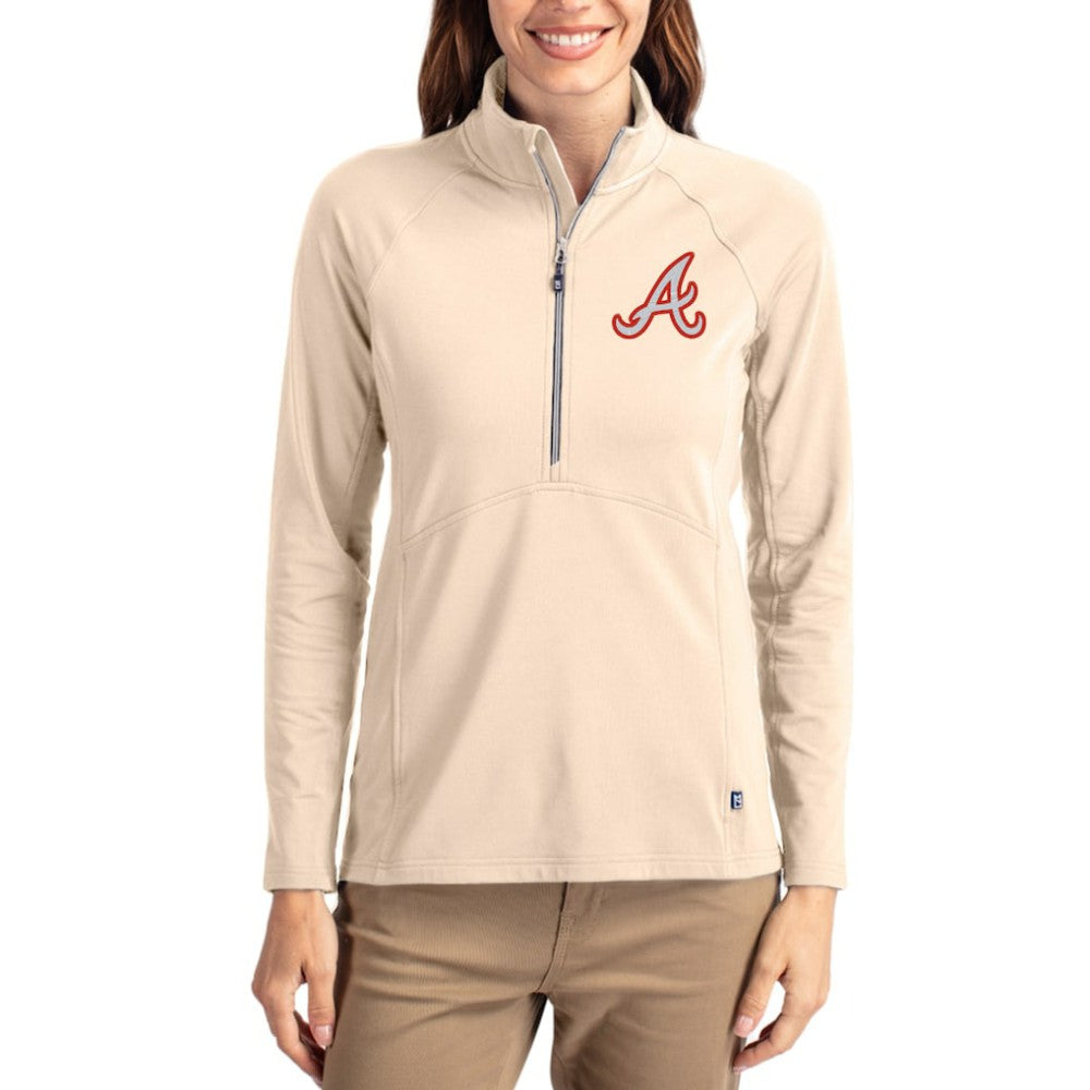 Atlanta Braves Cutter & Buck Women's Cooperstown Collection Adapt Eco Knit Stretch Half-Zip Pullover - MLB