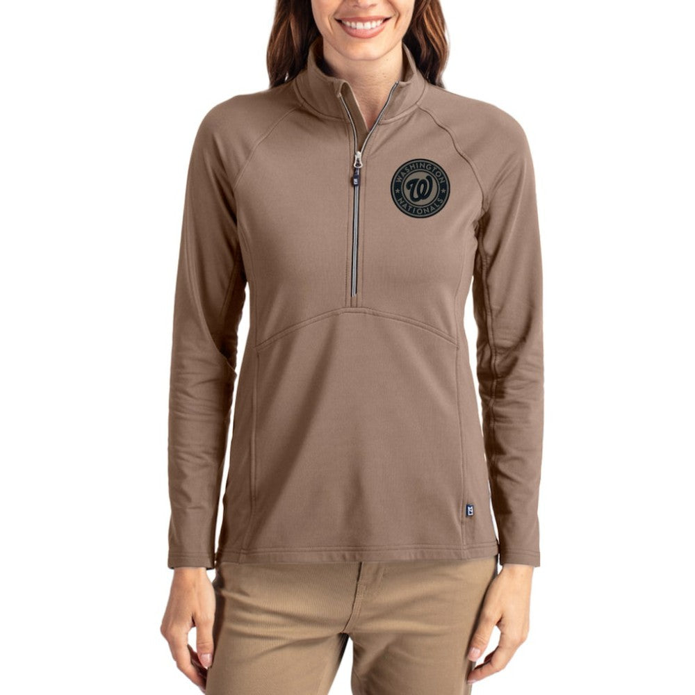 Washington Nationals Cutter & Buck Women's Adapt Eco Knit Stretch Half-Zip Pullover - MLB