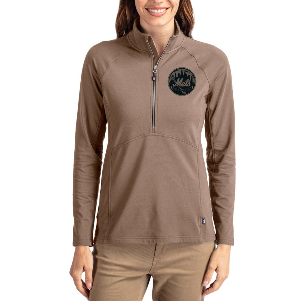 New York Mets Cutter & Buck Women's Adapt Eco Knit Stretch Half-Zip Pullover - MLB