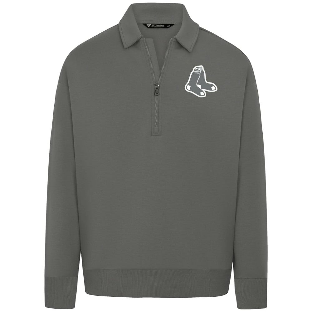Boston Red Sox Levelwear Women's Canmore Chenille Logo Quarter-Zip Top - MLB