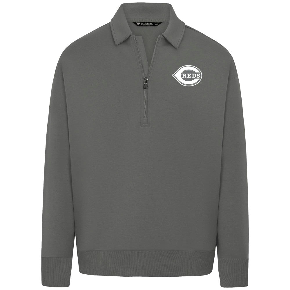 Cincinnati Reds Levelwear Women's Canmore Chenille Logo Quarter-Zip Top - MLB