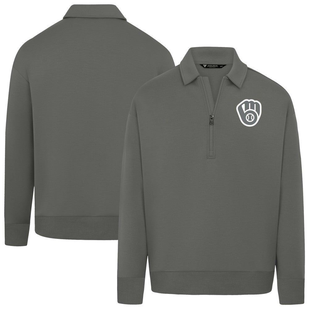 Milwaukee Brewers Levelwear Women's Canmore Chenille Logo Quarter-Zip Top - MLB