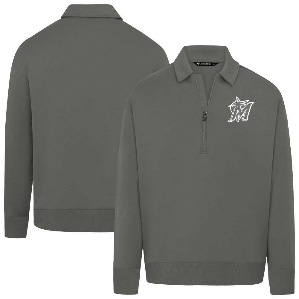 Miami Marlins Levelwear Women's Canmore Chenille Logo Quarter-Zip Top - MLB