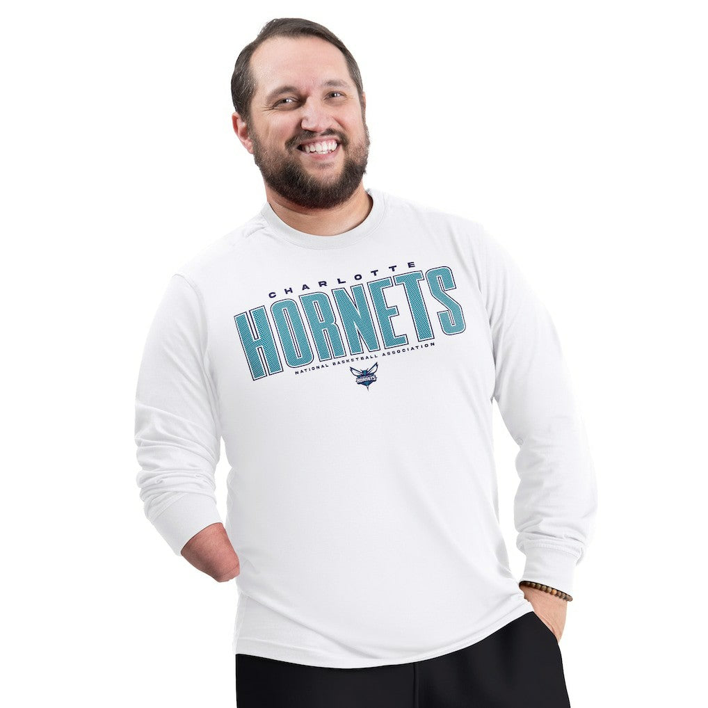 Charlotte Hornets G-III Sports by Carl Banks Adaptive Printed Mesh Effect Long Sleeve T-Shirt White - NBA