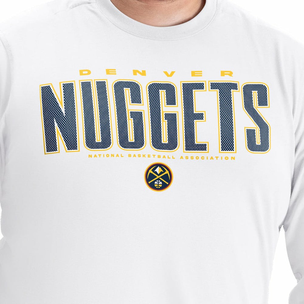 Denver Nuggets G-III Sports by Carl Banks Adaptive Printed Mesh Effect Long Sleeve T-Shirt White - NBA