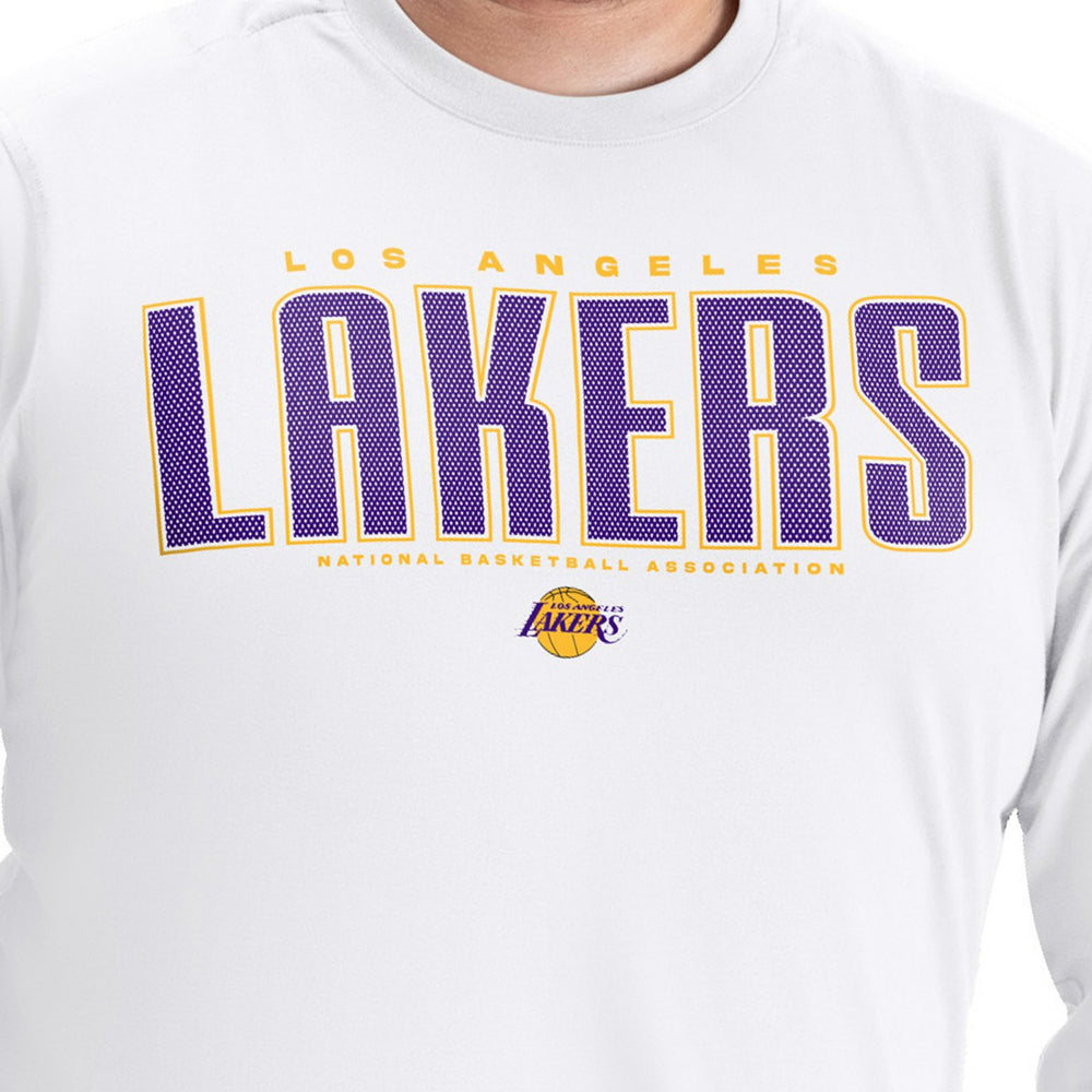 Los Angeles Lakers G-III Sports by Carl Banks Adaptive Printed Mesh Effect Long Sleeve T-Shirt White - NBA