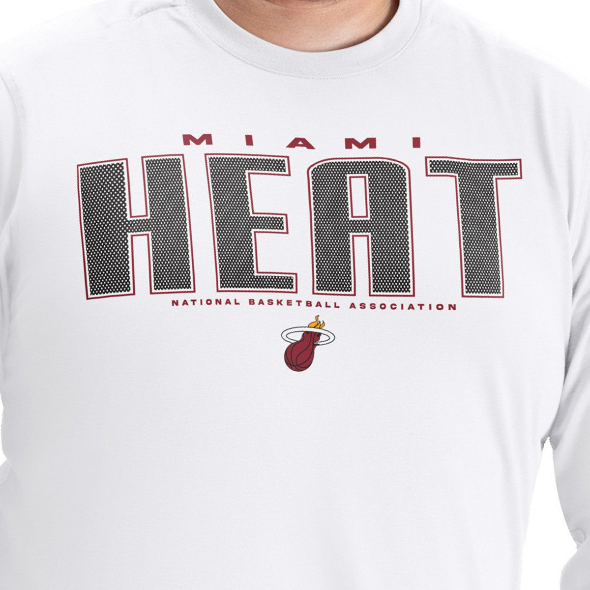 Miami Heat G-III Sports by Carl Banks Adaptive Printed Mesh Effect Long Sleeve T-Shirt White - NBA