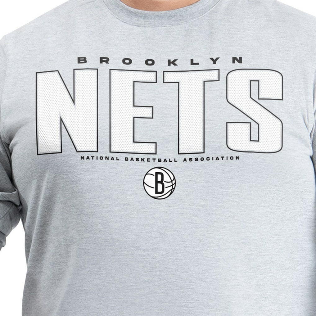 Brooklyn Nets G-III Sports by Carl Banks Adaptive Printed Mesh Effect Long Sleeve T-Shirt Gray - NBA