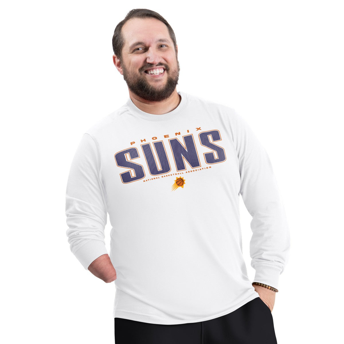 Phoenix Suns G-III Sports by Carl Banks Adaptive Printed Mesh Effect Long Sleeve T-Shirt White - NBA