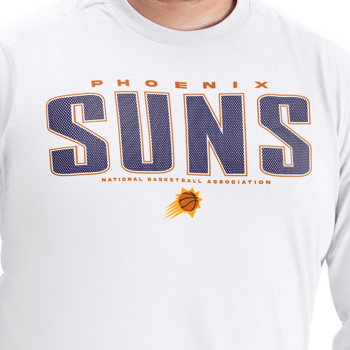 Phoenix Suns G-III Sports by Carl Banks Adaptive Printed Mesh Effect Long Sleeve T-Shirt White - NBA