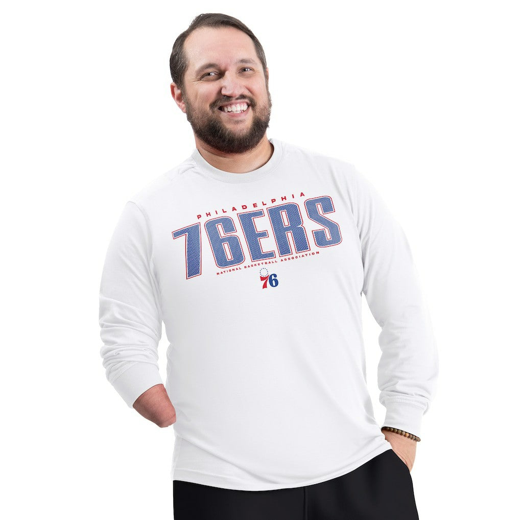 Philadelphia 76ers G-III Sports by Carl Banks Adaptive Printed Mesh Effect Long Sleeve T-Shirt White - NBA