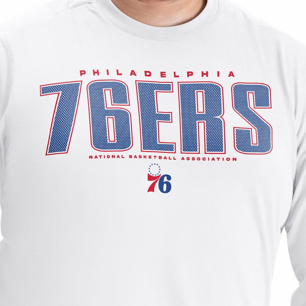 Philadelphia 76ers G-III Sports by Carl Banks Adaptive Printed Mesh Effect Long Sleeve T-Shirt White - NBA