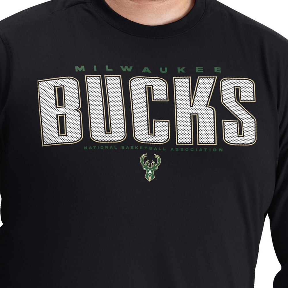 Milwaukee Bucks G-III Sports by Carl Banks Adaptive Printed Mesh Effect Long Sleeve T-Shirt Black - NBA