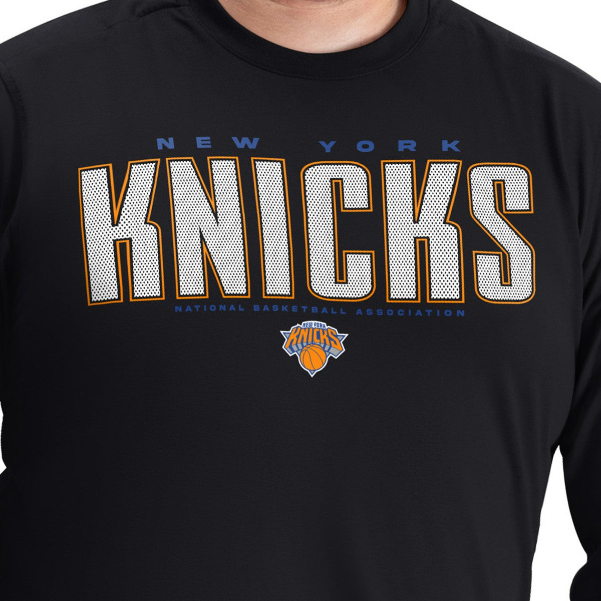 New York Knicks G-III Sports by Carl Banks Adaptive Printed Mesh Effect Long Sleeve T-Shirt Black - NBA