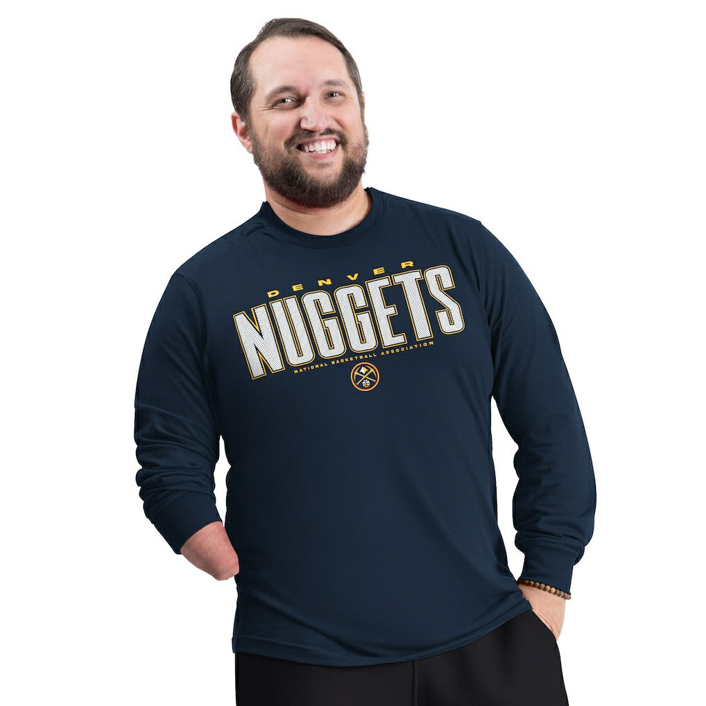Denver Nuggets G-III Sports by Carl Banks Adaptive Printed Mesh Effect Long Sleeve T-Shirt Navy - NBA