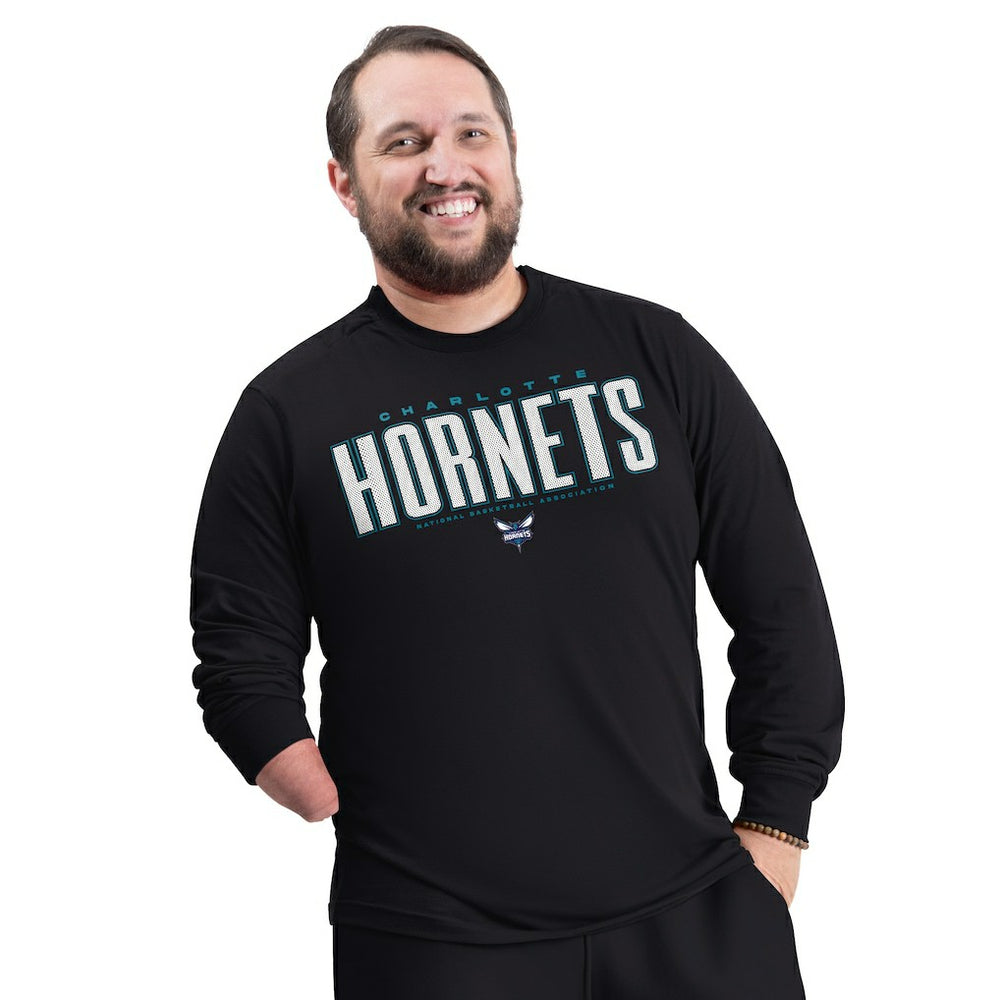 Charlotte Hornets G-III Sports by Carl Banks Adaptive Printed Mesh Effect Long Sleeve T-Shirt Black - NBA