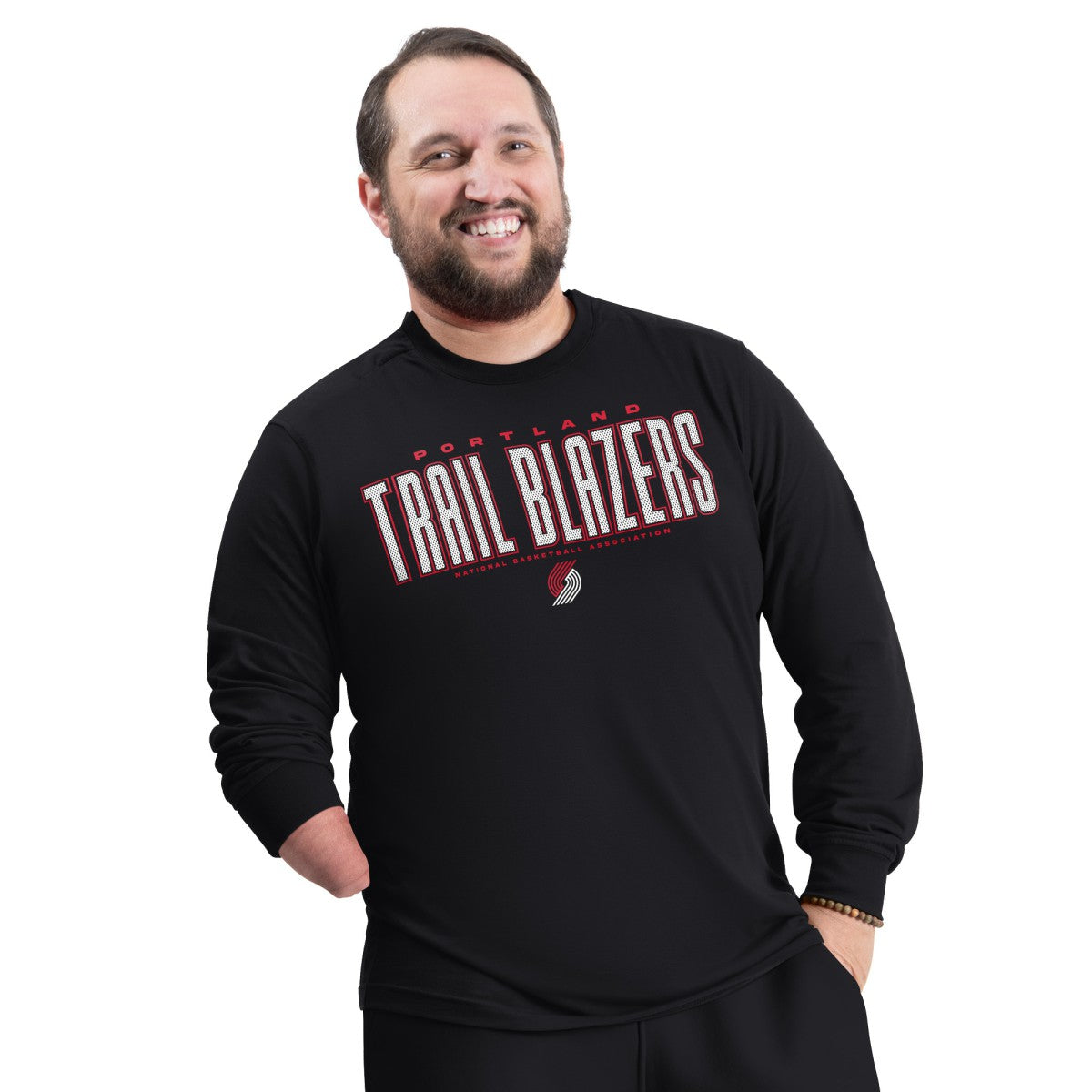 Portland Trail Blazers G-III Sports by Carl Banks Adaptive Printed Mesh Effect Long Sleeve T-Shirt Black - NBA