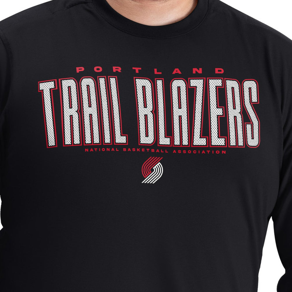Portland Trail Blazers G-III Sports by Carl Banks Adaptive Printed Mesh Effect Long Sleeve T-Shirt Black - NBA