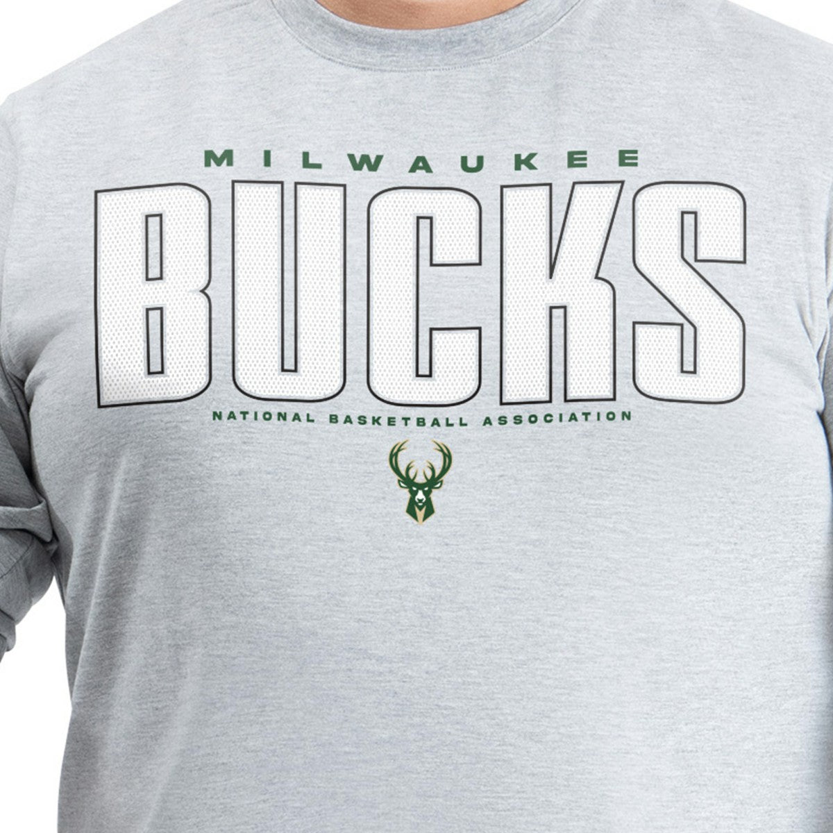 Milwaukee Bucks G-III Sports by Carl Banks Adaptive Printed Mesh Effect Long Sleeve T-Shirt Gray - NBA