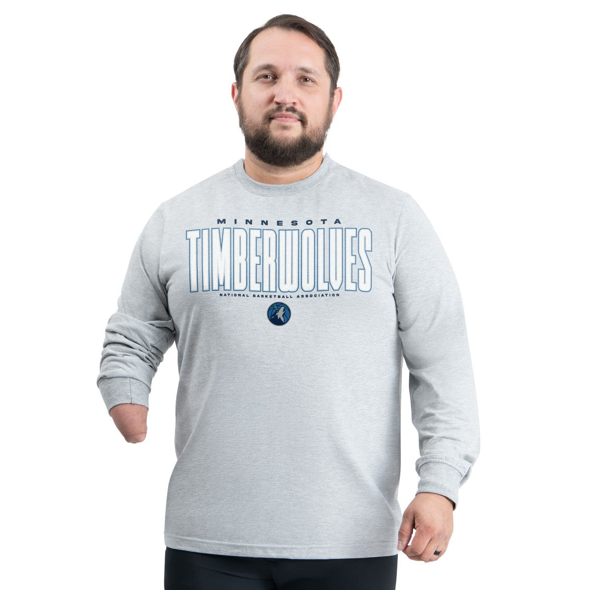 Minnesota Timberwolves G-III Sports by Carl Banks Adaptive Printed Mesh Effect Long Sleeve T-Shirt Gray - NBA
