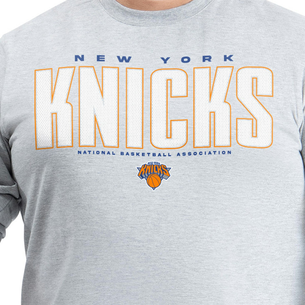 New York Knicks G-III Sports by Carl Banks Adaptive Printed Mesh Effect Long Sleeve T-Shirt Gray - NBA