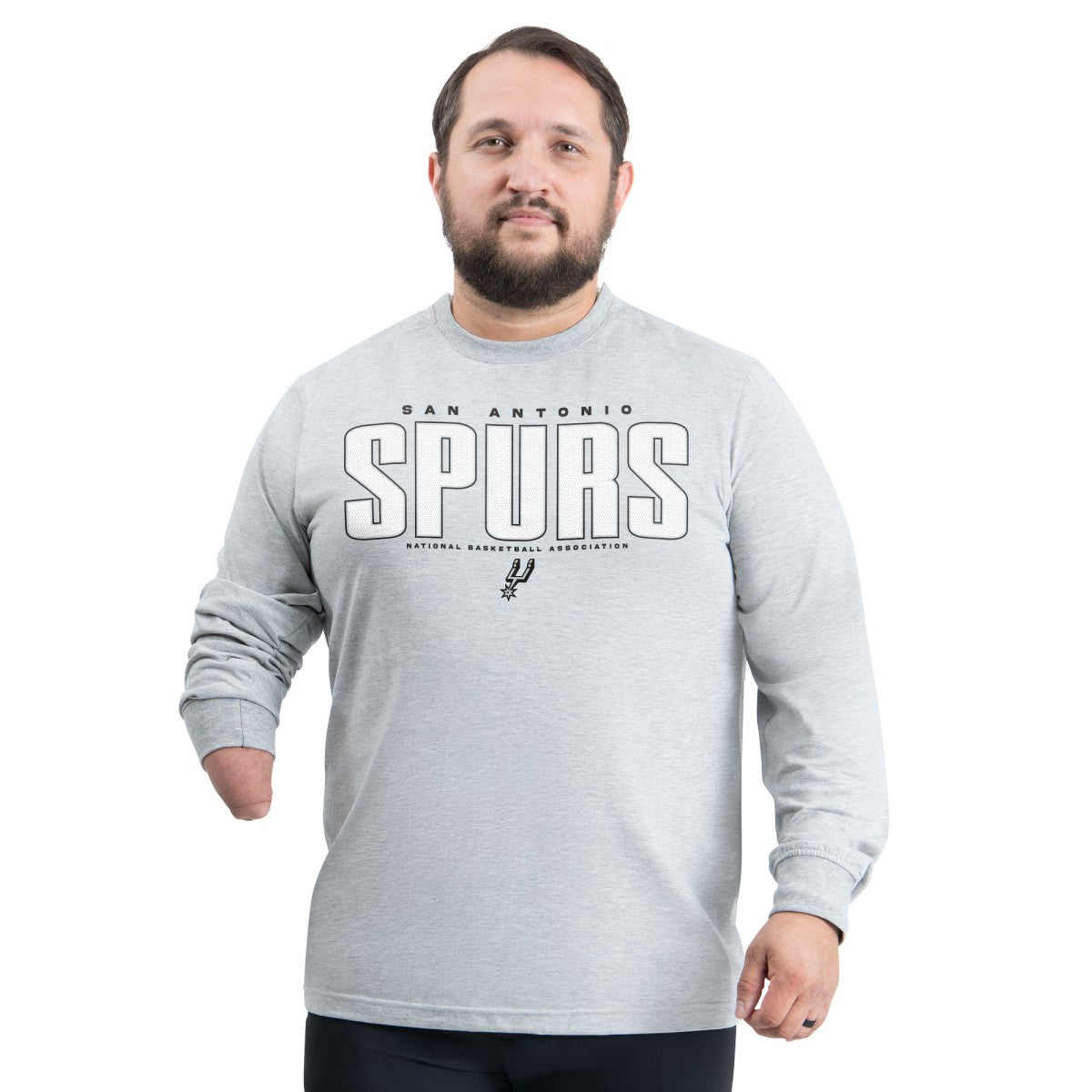 San Antonio Spurs G-III Sports by Carl Banks Adaptive Printed Mesh Effect Long Sleeve T-Shirt Gray - NBA