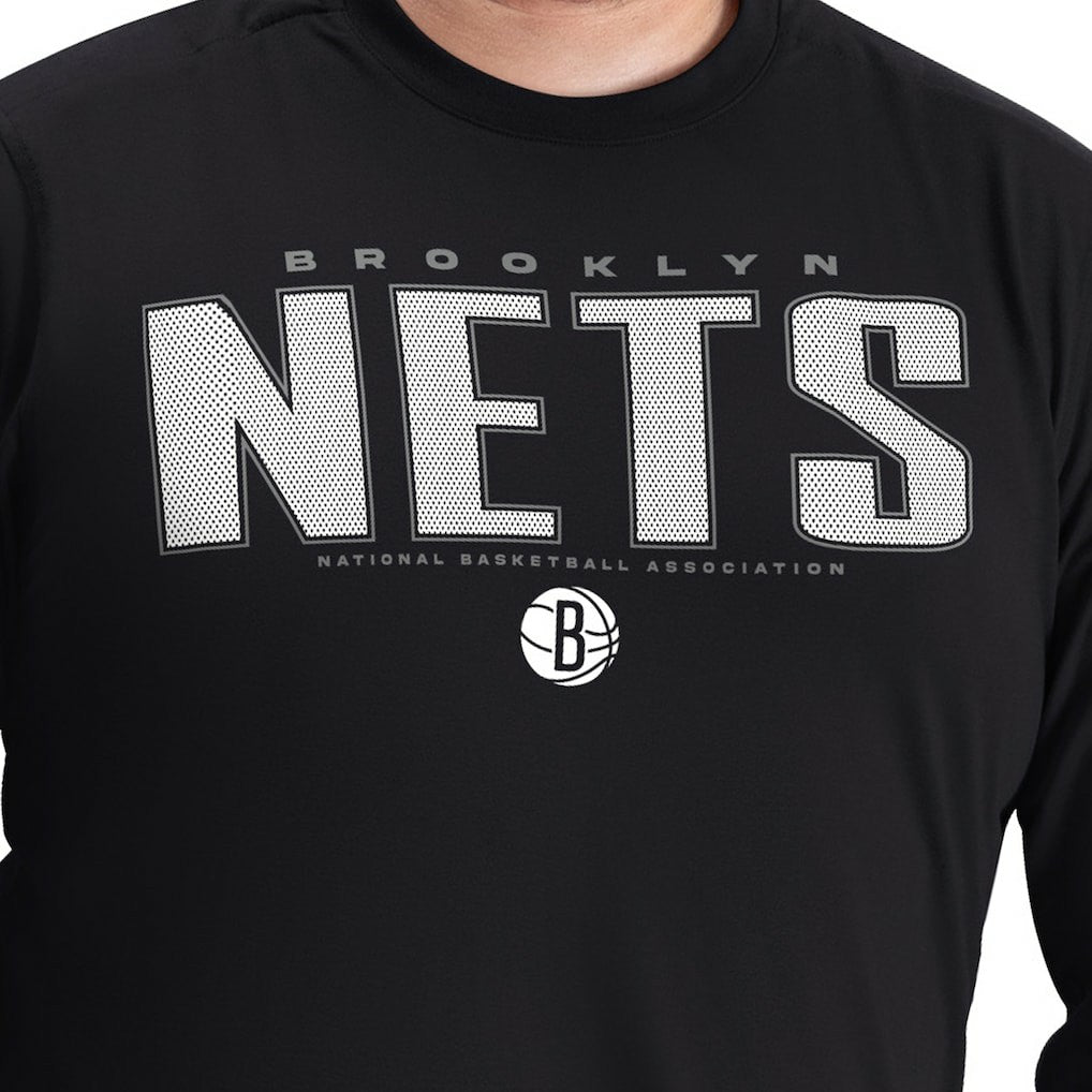 Brooklyn Nets G-III Sports by Carl Banks Adaptive Printed Mesh Effect Long Sleeve T-Shirt Black - NBA