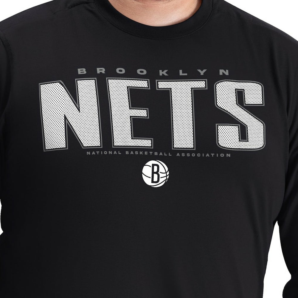 Brooklyn Nets G-III Sports by Carl Banks Adaptive Printed Mesh Effect Long Sleeve T-Shirt Black - NBA