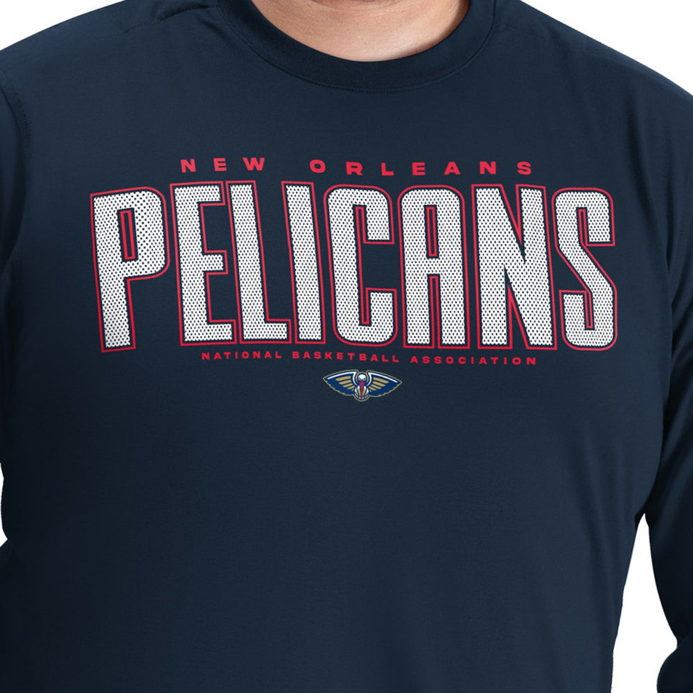 New Orleans Pelicans G-III Sports by Carl Banks Adaptive Printed Mesh Effect Long Sleeve T-Shirt Navy - NBA