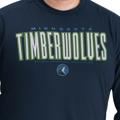 Minnesota Timberwolves G-III Sports by Carl Banks Adaptive Printed Mesh Effect Long Sleeve T-Shirt Navy - NBA