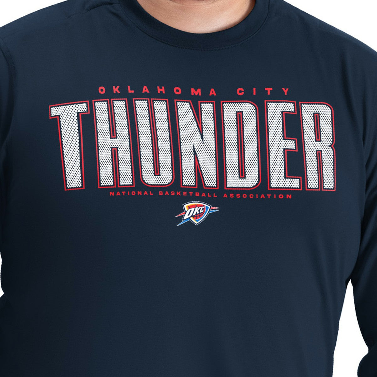 Oklahoma City Thunder G-III Sports by Carl Banks Adaptive Printed Mesh Effect Long Sleeve T-Shirt Navy - NBA