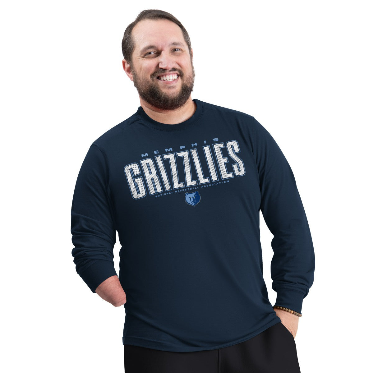 Memphis Grizzlies G-III Sports by Carl Banks Adaptive Printed Mesh Effect Long Sleeve T-Shirt Navy - NBA