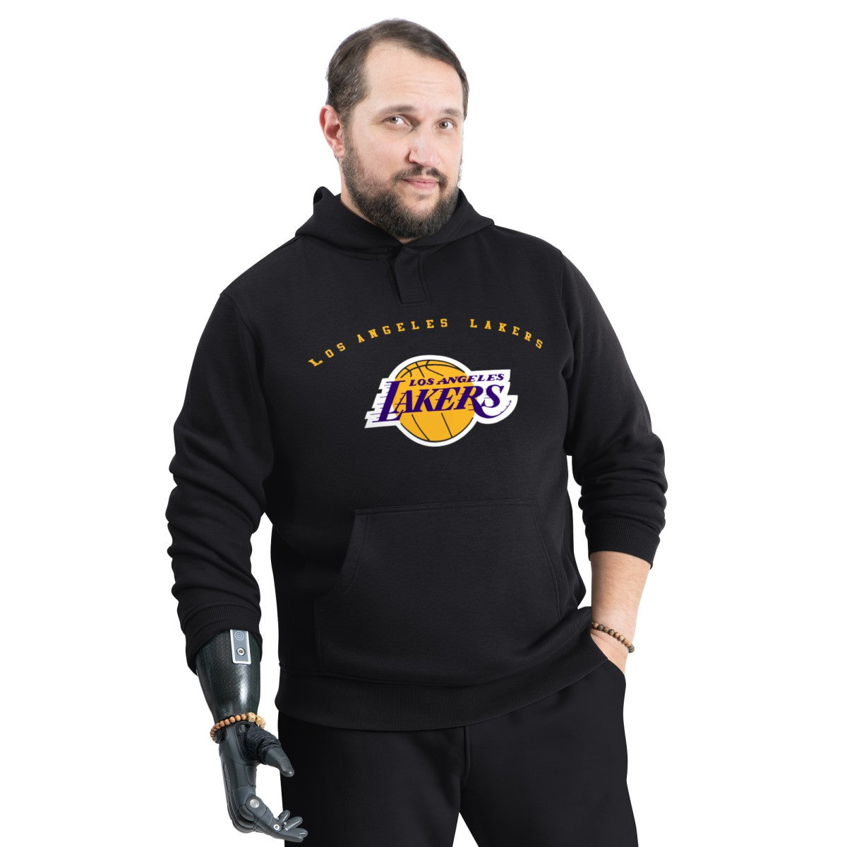 Los Angeles Lakers G-III Sports by Carl Banks Adaptive Team Arc Fleece Hoodie Black - NBA